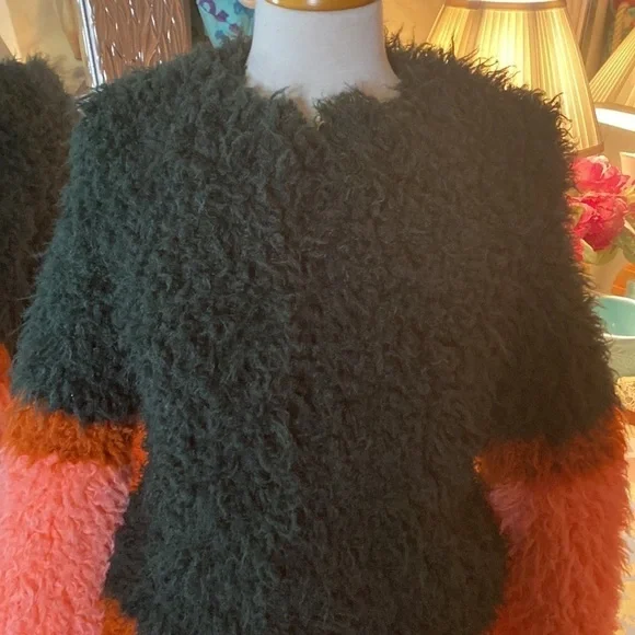 🌹Shrimps🌹 Vintage Faux Fur Colourblock Coat - Picture 7 of 12